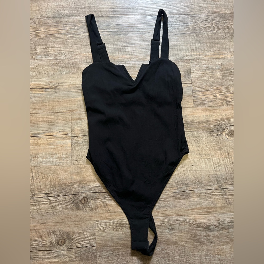 Free People bodysuit- black v wire